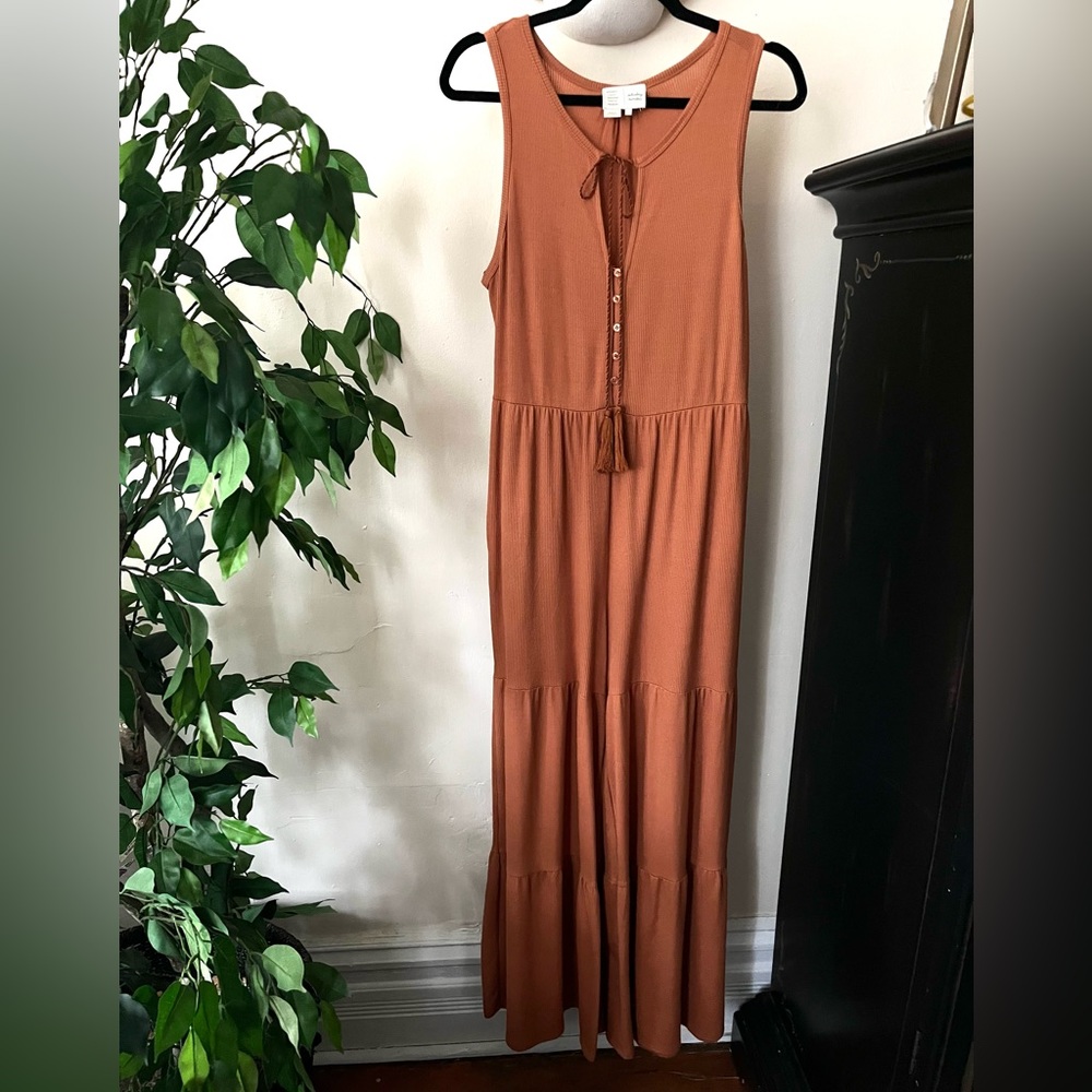 Anthropologie Comfy Orange Wide Leg Jumpsuit